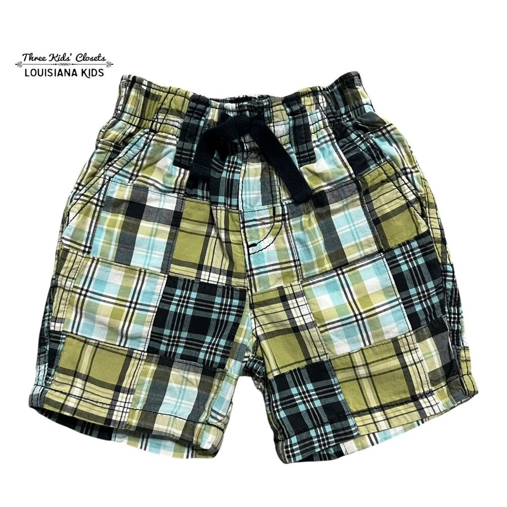 Gymboree 3-6m Green & Blue Madras Plaid Shorts
